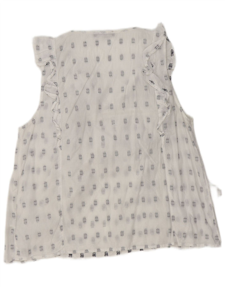 MARKS & SPENCER Blusa sin mangas para mujer Top UK 46 Grande Blanco Geométrico