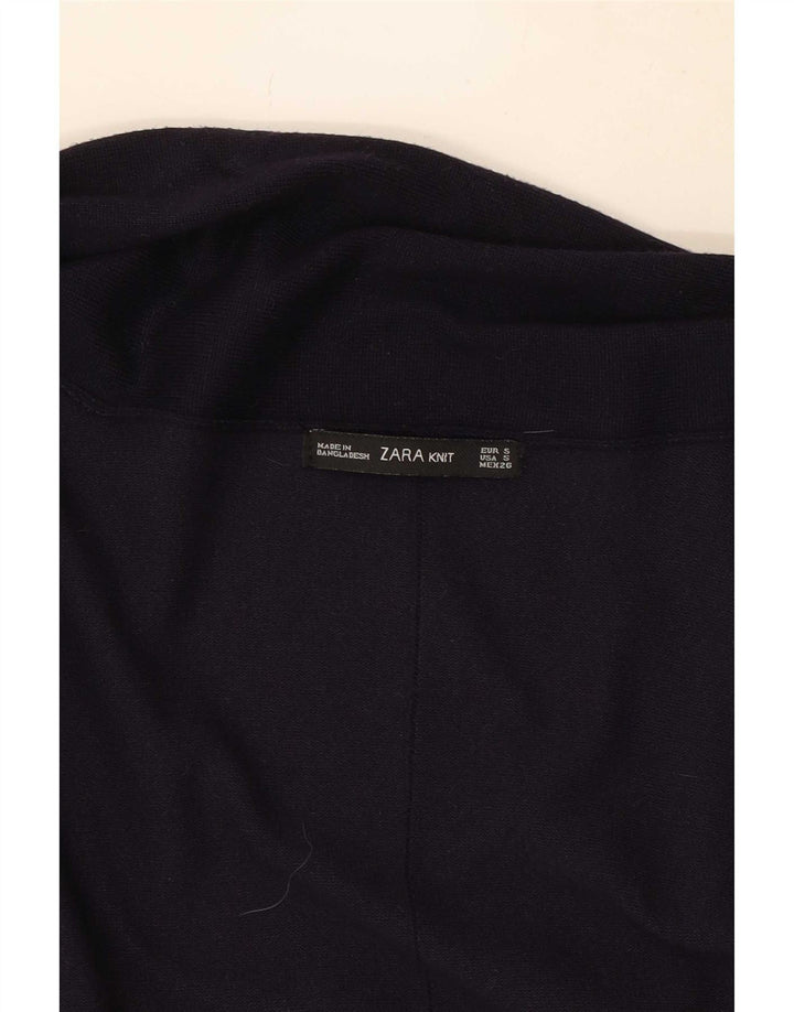 Zara Mujer Cárdigan Abierto Suéter UK 10 Small Azul Marino