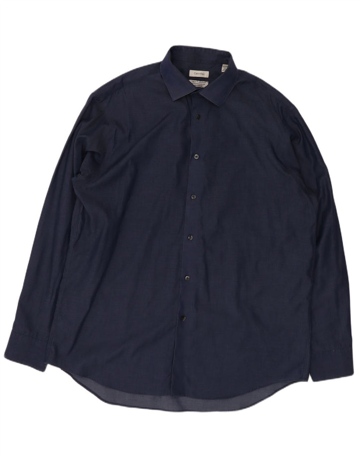 Calvin Klein Camisa de corte regular para hombre Talla 16 1/2 Grande Azul marino