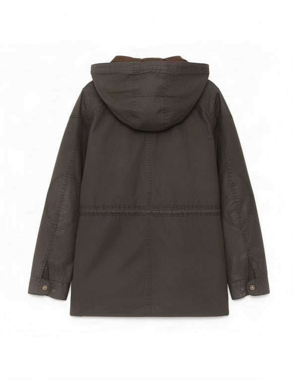 Chaqueta de algodón encerado con capucha para mujer Fat Face UK 10 Small Grey