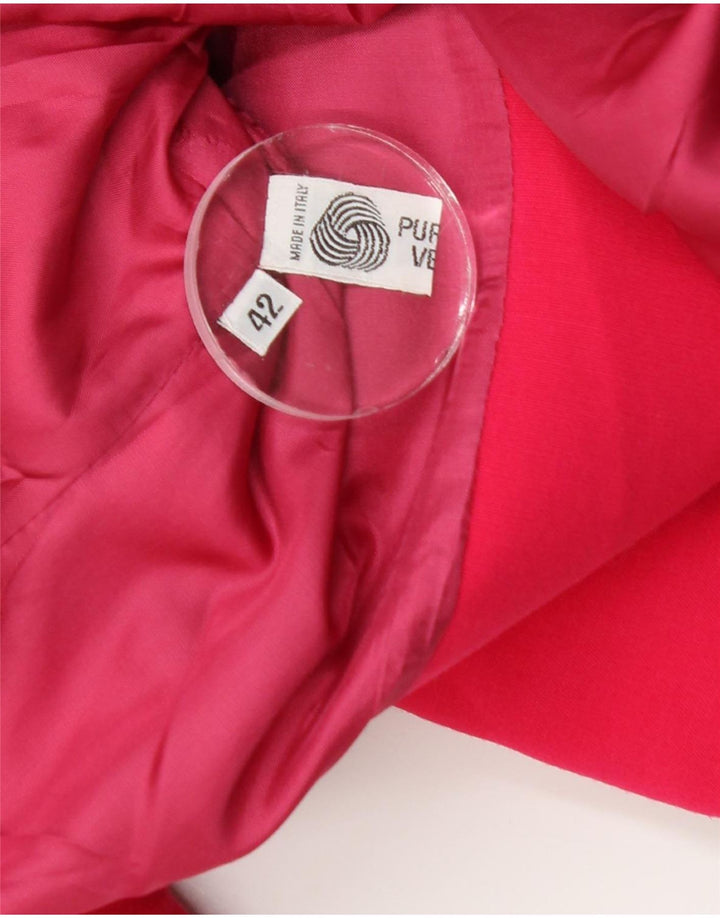 Vintage mujer 2 botones Blazer chaqueta EU 42 medio rosa lana virgen