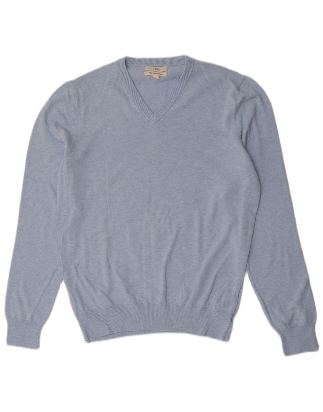 Marks & Spencer Jersey con cuello en V para hombre de algodón azul medio