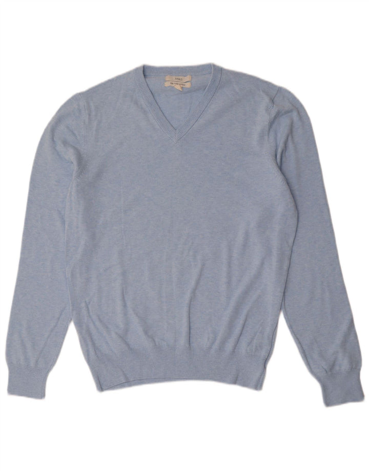 Marks & Spencer Jersey con cuello en V para hombre de algodón azul medio