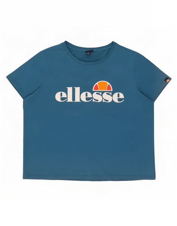 Ellesse Camiseta gráfica para mujer Top UK 38 6XL Algodón azul