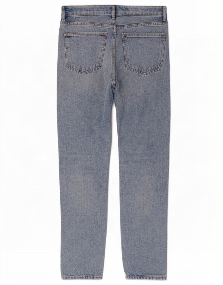 Zara Vaqueros Rectos Desgastados para Mujer EU 40 Medium W30 L28 Azul
