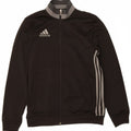 ADIDAS Boys Tracksuit Top Jacket 13-14 Years Black Polyester