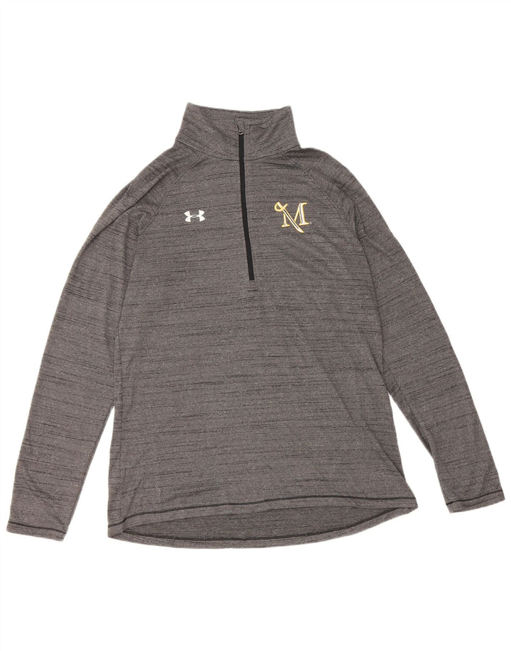 UNDER ARMOUR Hombre Heat Gear Zip Neck Jersey Chándal Top Gris Medio