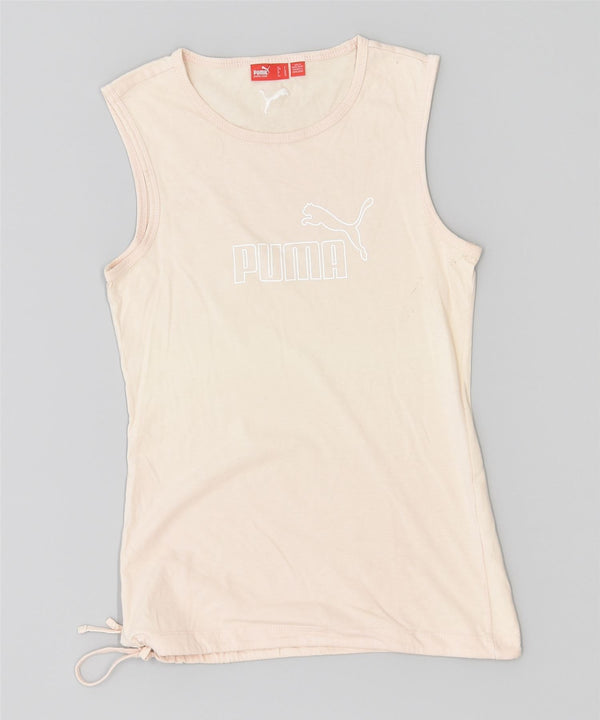 PUMA Top sin mangas gráfico para mujer UK 10 Small Off White Cotton