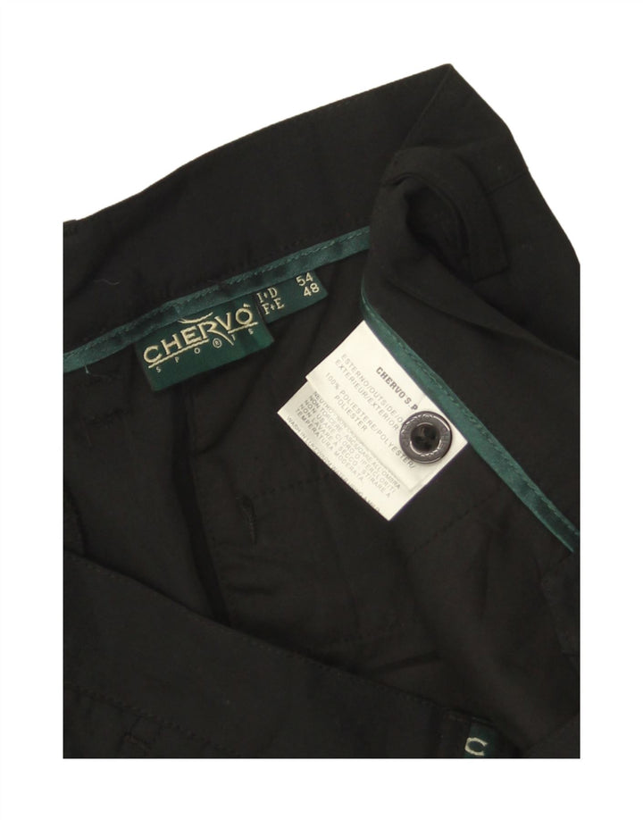 CHERVO Pantalón chino con pinzas para hombre IT 54 2XL W36 L32 Poliéster negro