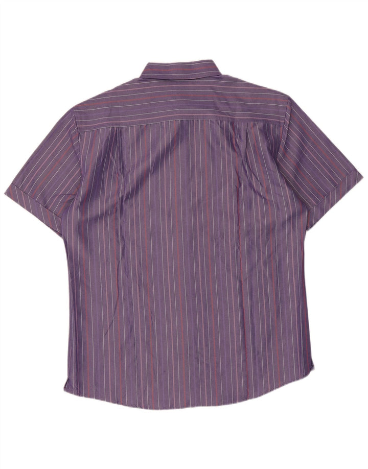 Marks & Spencer Camisa azul Harbor para hombre con rayas diplomáticas moradas medianas