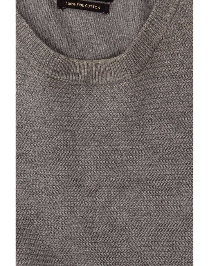 Zara Hombre Jersey Cuello Redondo Jersey Algodón Gris Medio