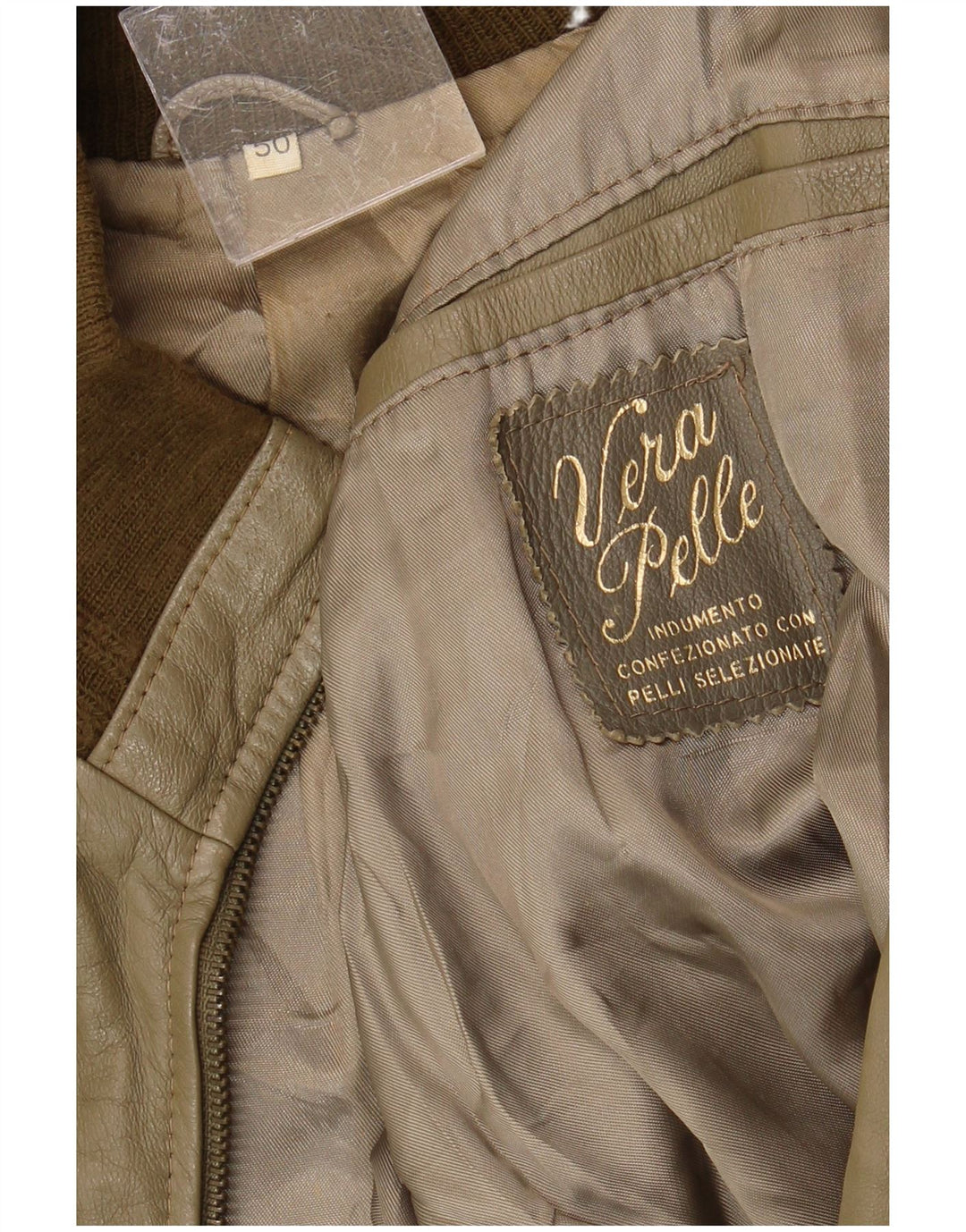 VINTAGE Womens Leather Jacket IT 50 Large Beige Leather