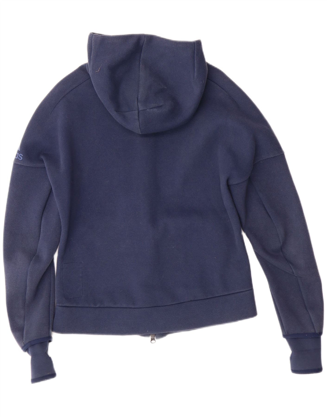 ADIDAS Sudadera con capucha y cremallera para mujer Reino Unido 12/14 Algodón azul marino mediano