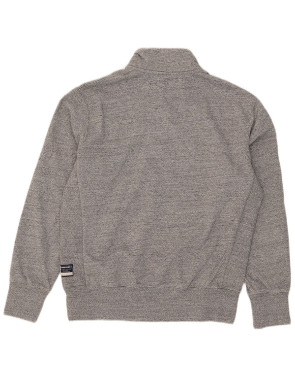 Superdry Sudadera con cuello y cremallera para hombre, jersey de algodón gris grande