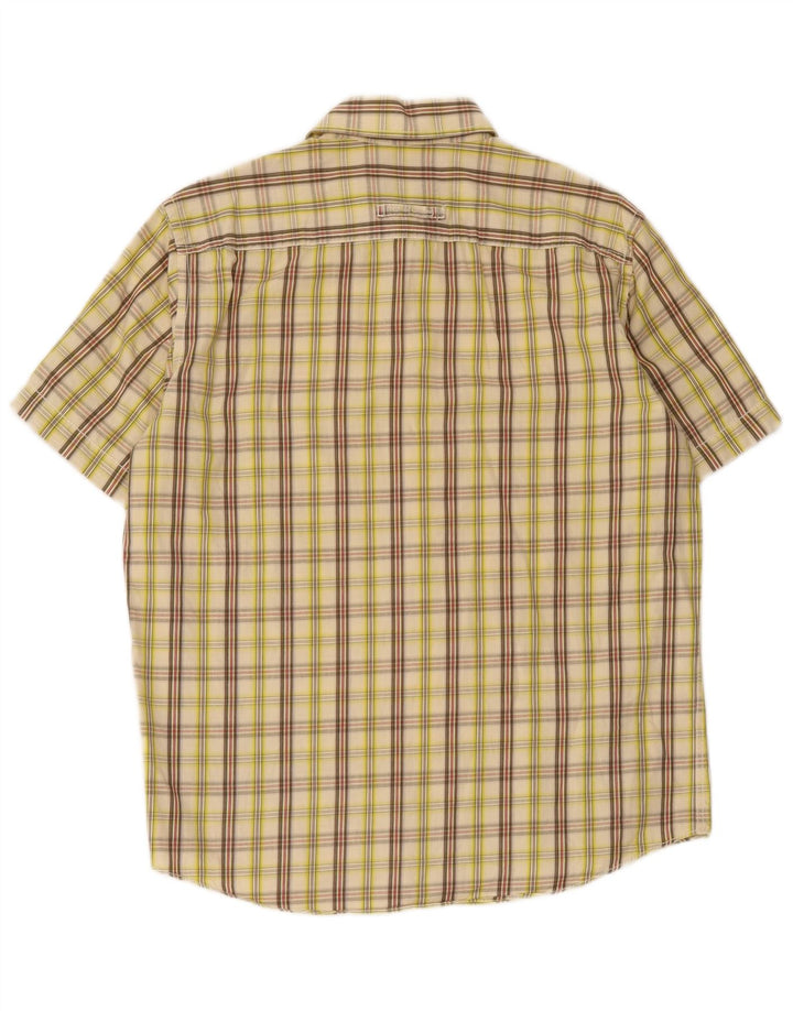 Camel Active - Camisa de manga corta para hombre, corte moderno, algodón a cuadros, color beige medio