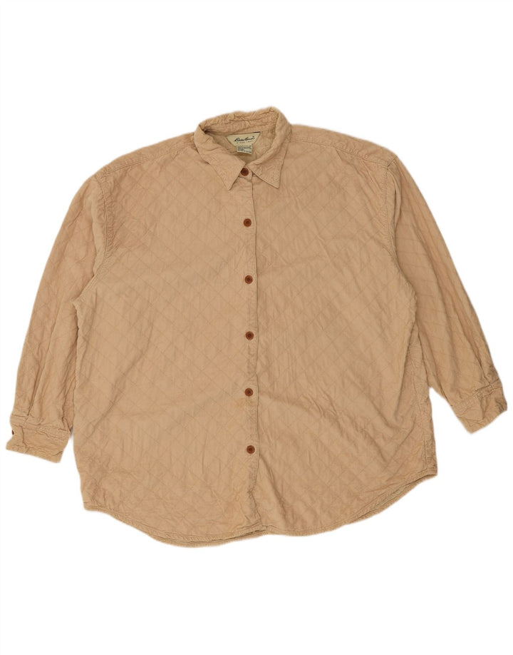 EDDIE BAUER Camisa de pana extragrande para mujer Reino Unido 46 Algodón beige grande