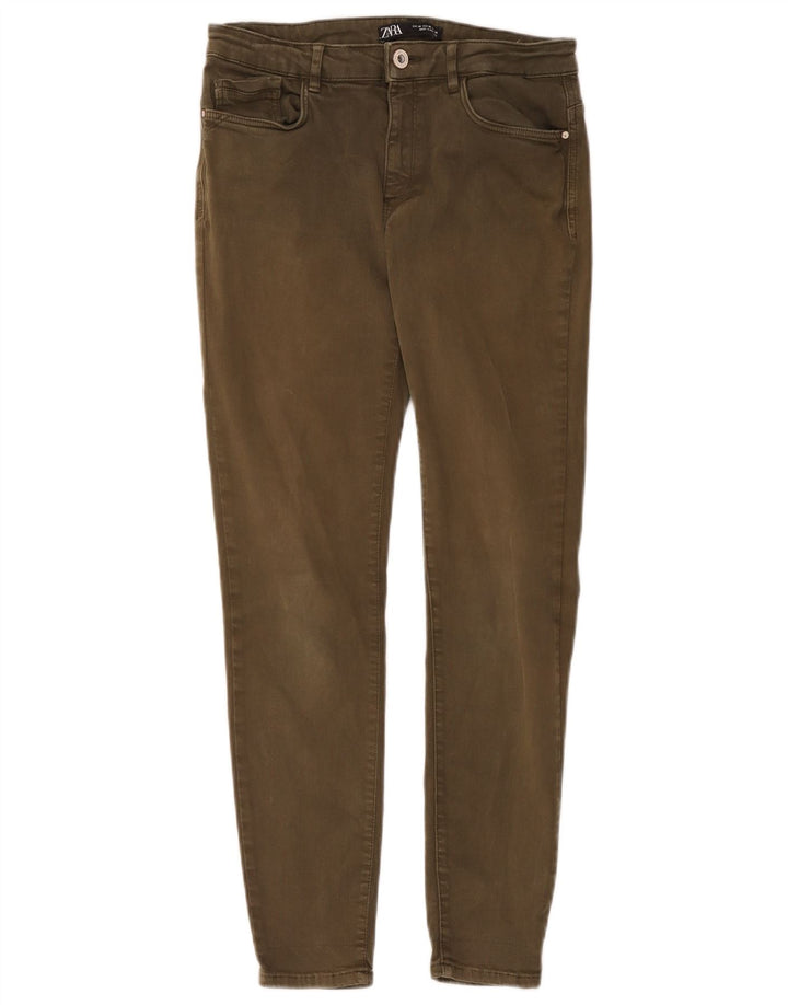 Zara Jeans Cortos Mujer EU 40 Medium W30 L26 Algodón Caqui