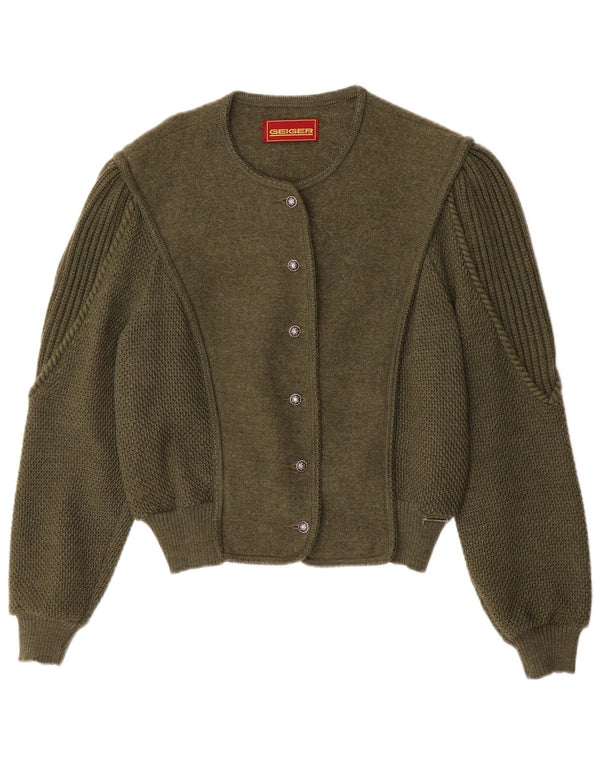 Geiger - Cárdigan para mujer, talla 42, lana verde grande