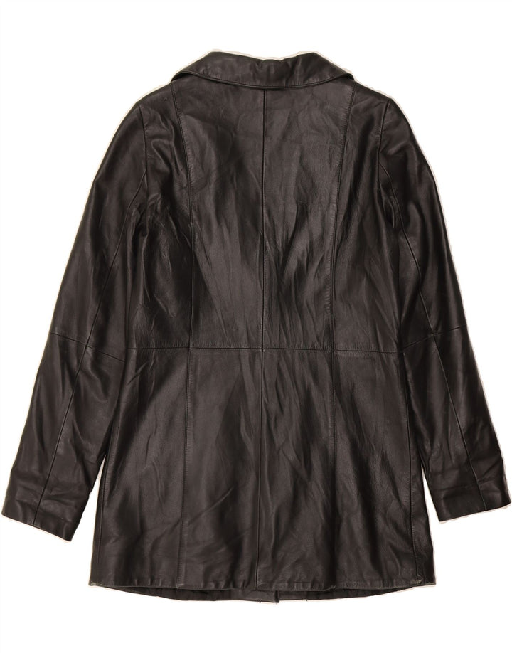 MASTERPELLE Womens Leather Coat IT 46 Large Black Leather Vintage Masterpelle and Second-Hand Masterpelle from Messina Hembry 