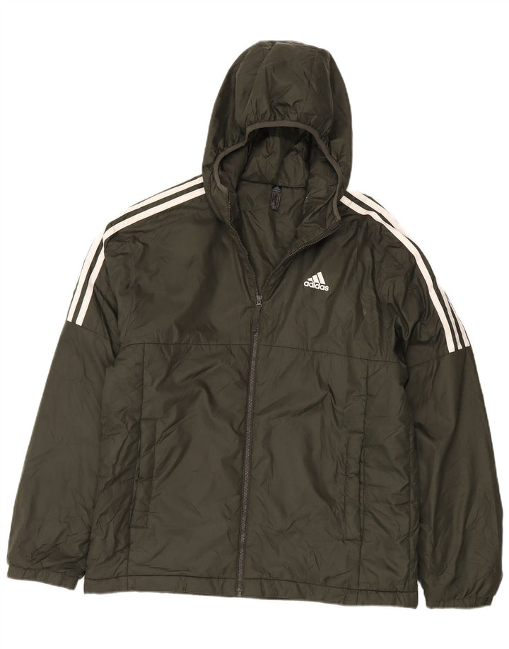Adidas Chaqueta acolchada con capucha para hombre UK 38 Medium Caqui Poliéster