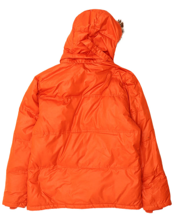 Fila Chaqueta acolchada con capucha para hombre UK 36 Small Naranja Poliéster