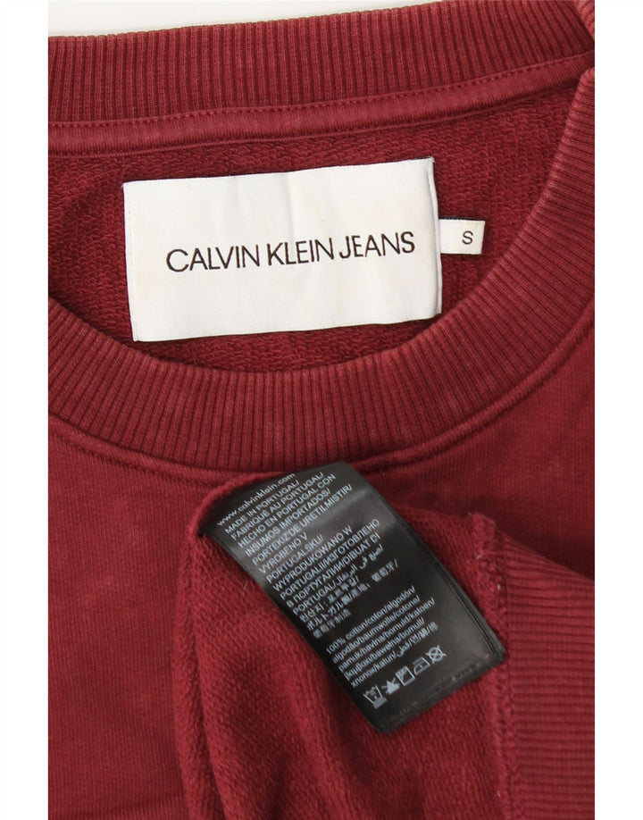 CALVIN KLEIN JEANS Sudadera estampada para hombre Jumper Small Borgoña Algodón