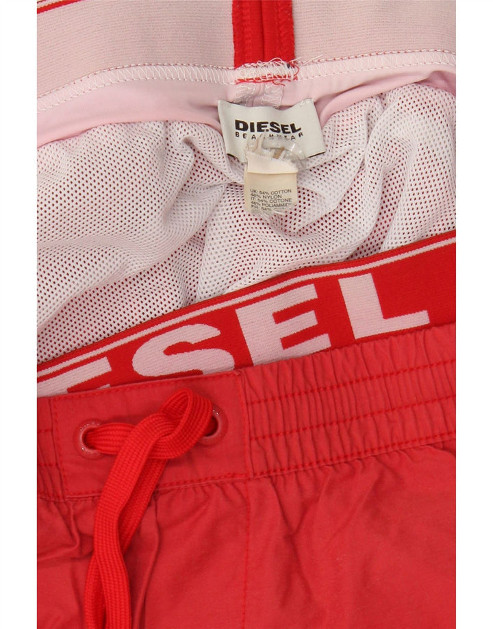 Diesel Bañador Con Estampado De Hombre De Algodón Rojo Medio