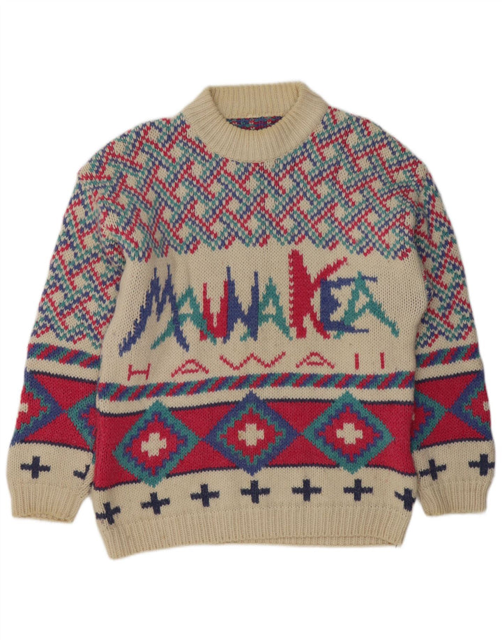 Mauna Kea - Jersey de cuello redondo para hombre, talla mediana, multicolor, geométrico