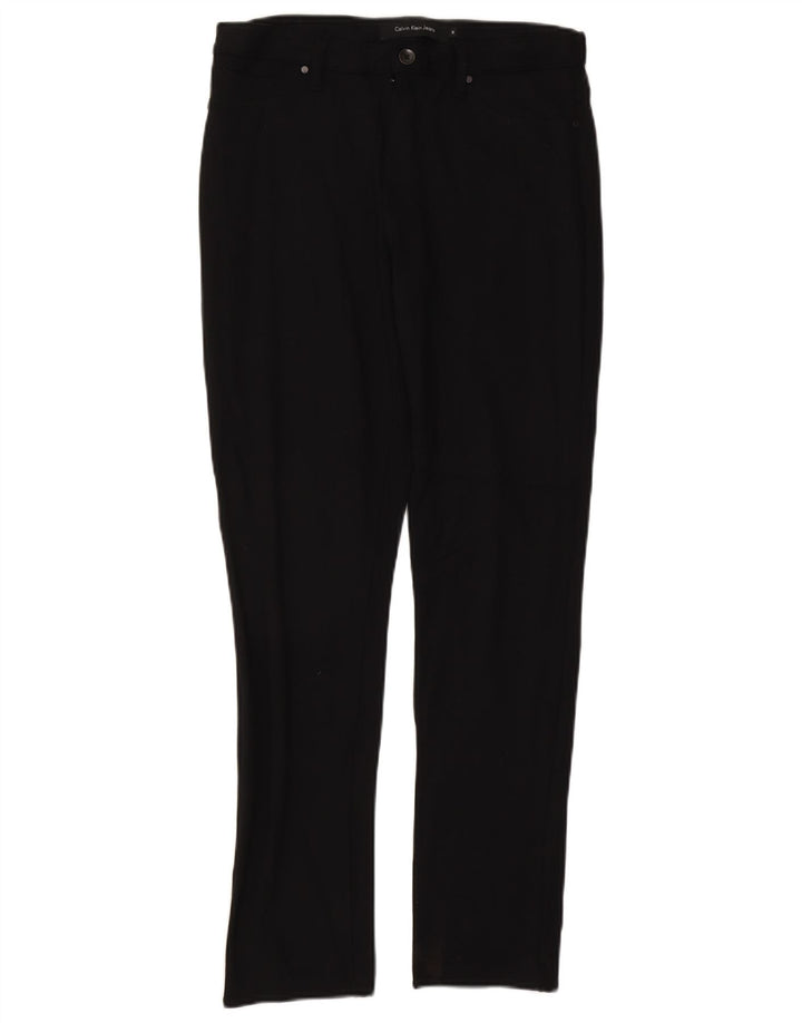 CALVIN KLEIN Pantalones casuales delgados para mujer US 12 Grande W30 L31 Rayón negro