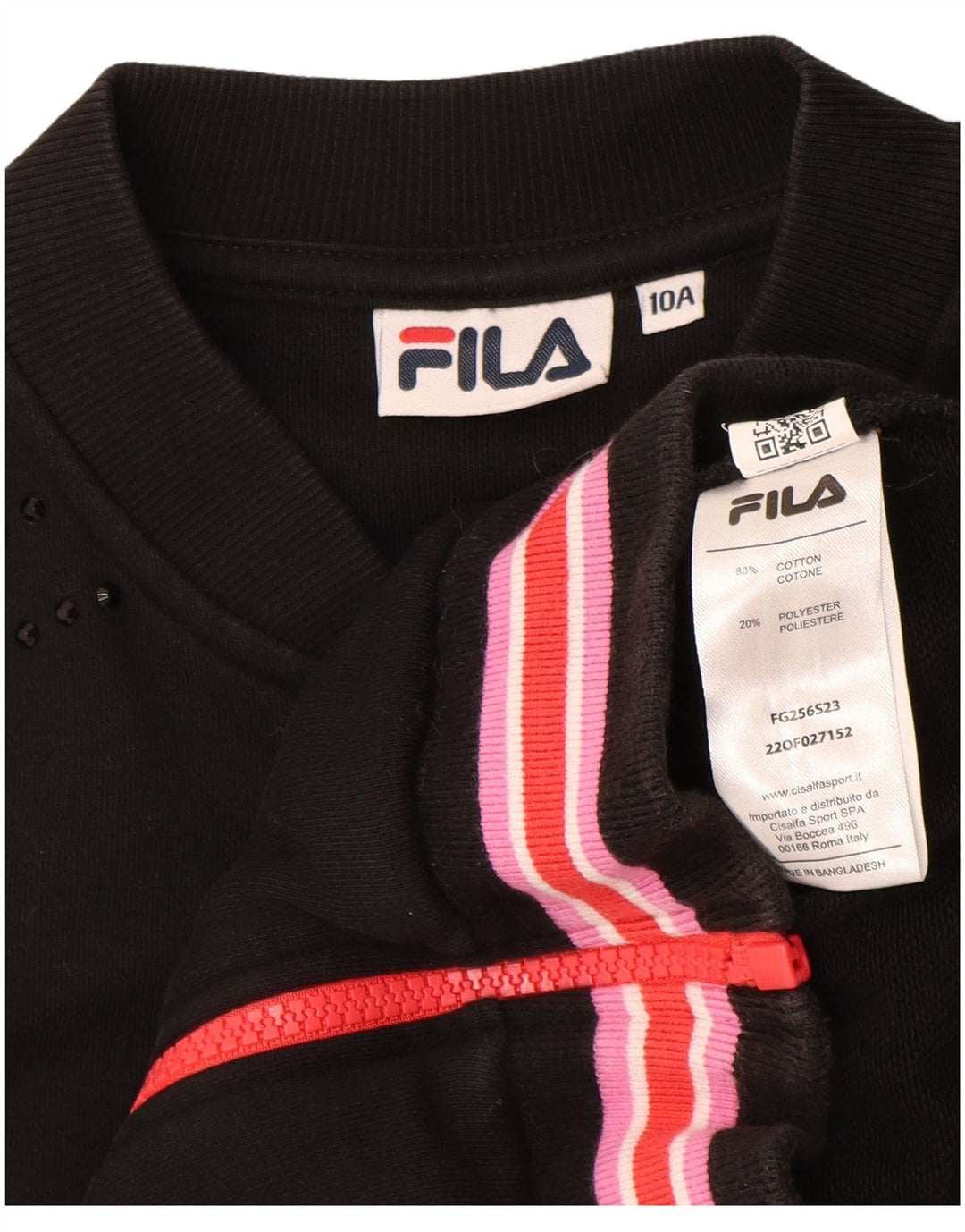 FILA Chaqueta de chándal para niña 9-10 años Algodón negro