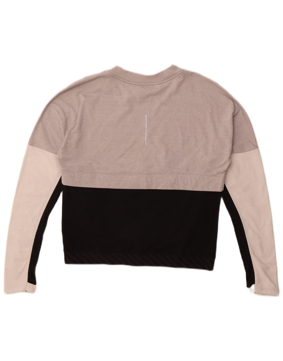 Nike Mujer Dri Fit Top Manga Larga UK 10 Pequeño Gris Colorblock Poliéster