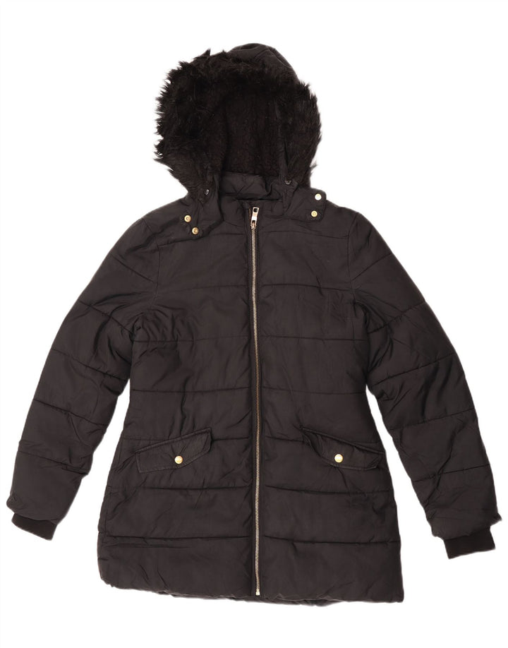 Marks & Spencer Abrigo acolchado con capucha para niña 12-13 años Negro Poliéster