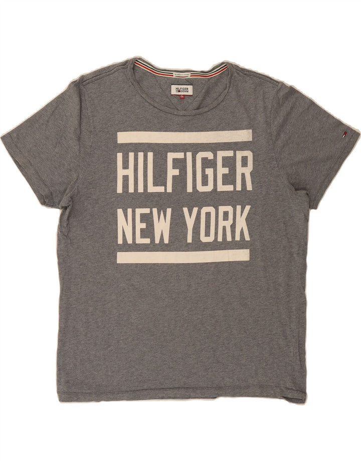 TOMMY HILFIGER Mens Graphic T-Shirt Top 2XL Grey Vintage Tommy Hilfiger and Second-Hand Tommy Hilfiger from Messina Hembry 