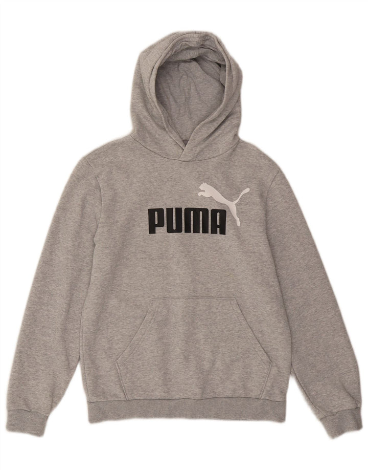 PUMA Sudadera con capucha gráfica para niños 13-14 años Algodón gris