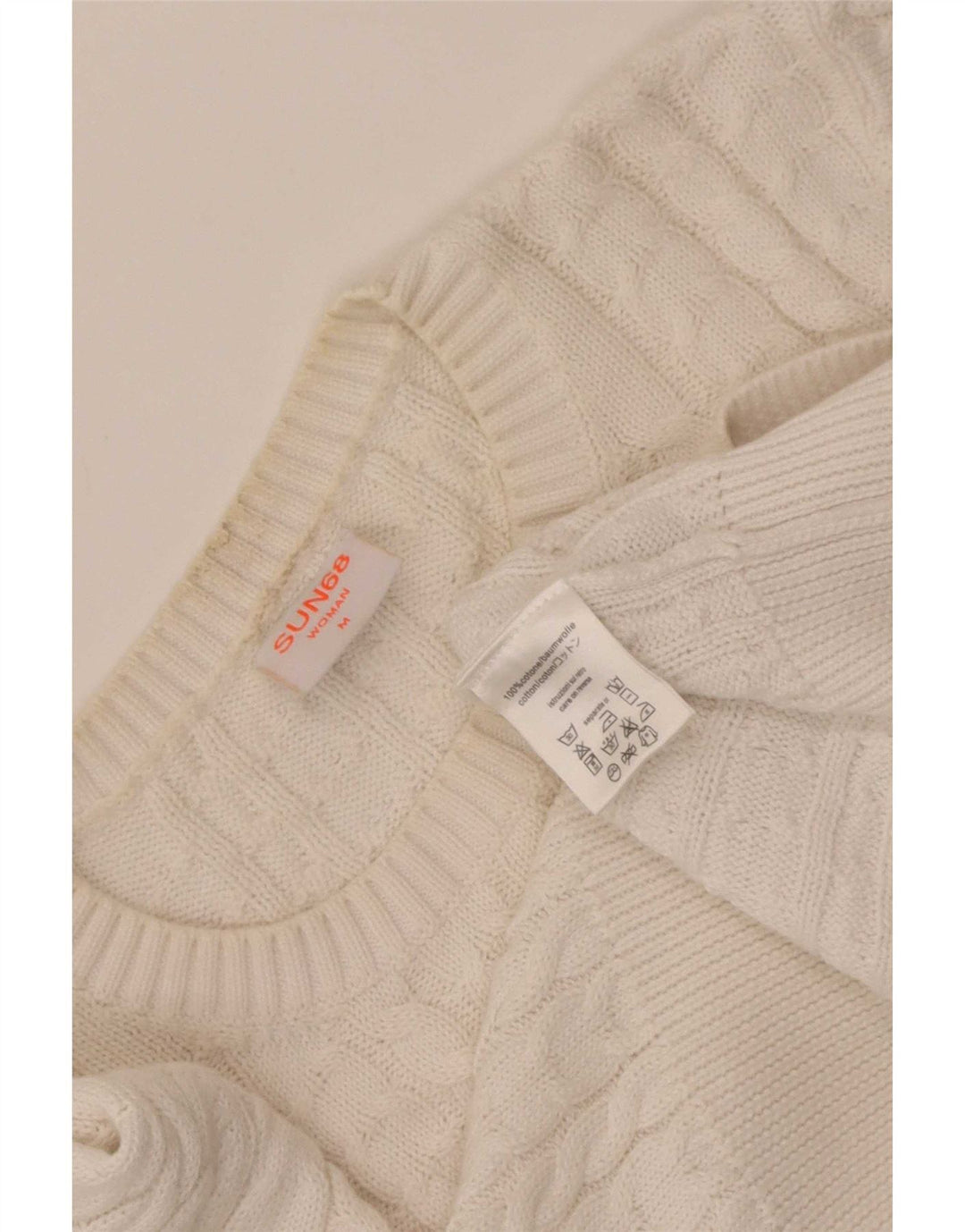 Sun68 Suéter tipo jersey para mujer con cuello barco UK 42 Algodón blanco mediano