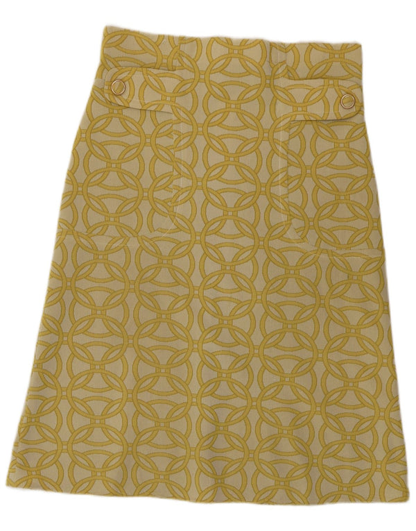 Vintage mujer A-Line falda W30 medio amarillo geométrico