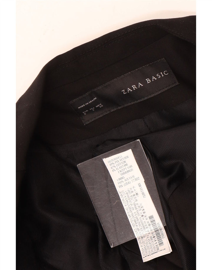 ZARA Chaqueta Blazer De 1 Botón Para Mujer UK 10 Small Poliéster Negro