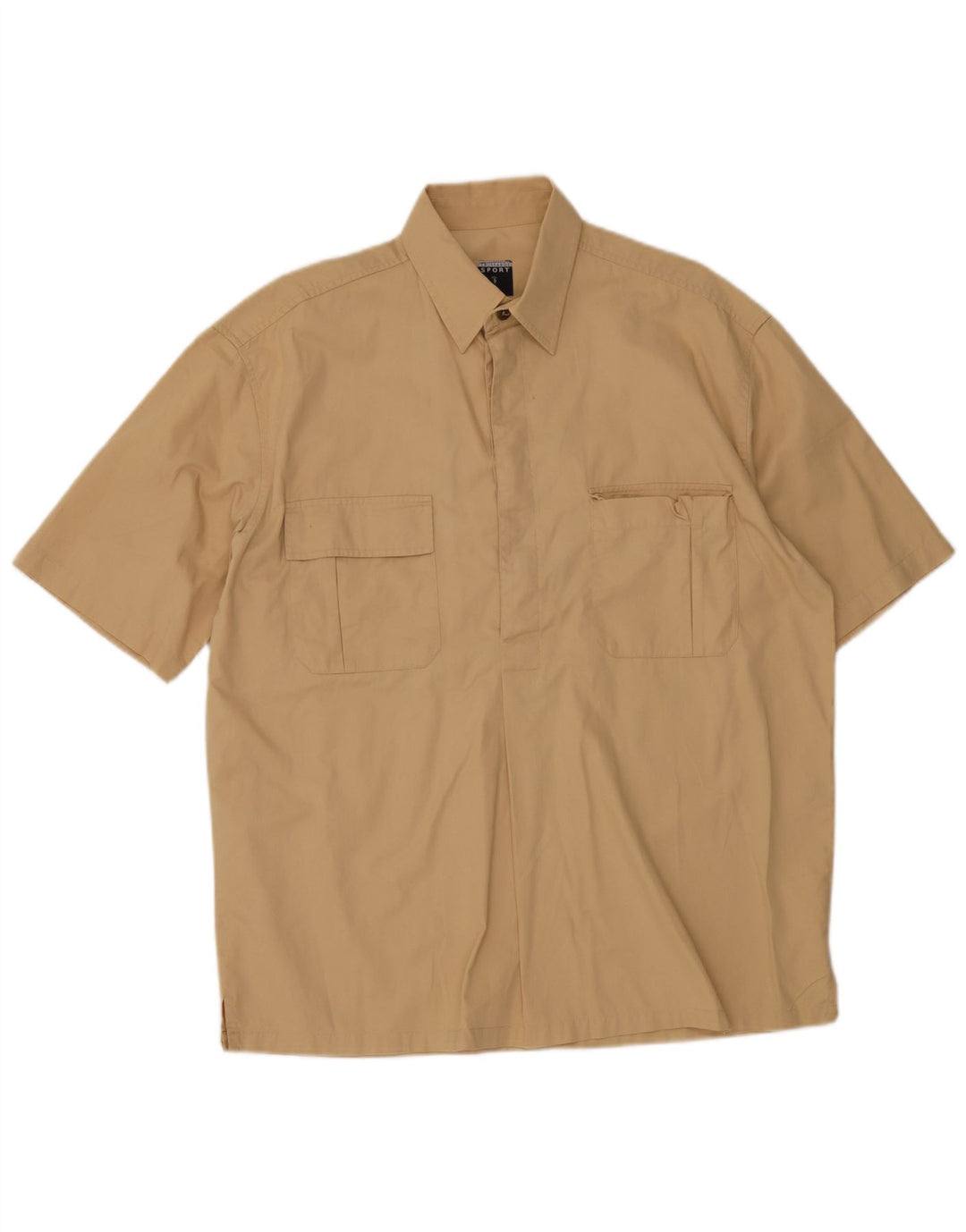 Camisa Trussardi Hombre Manga Corta Algodón Beige Medio