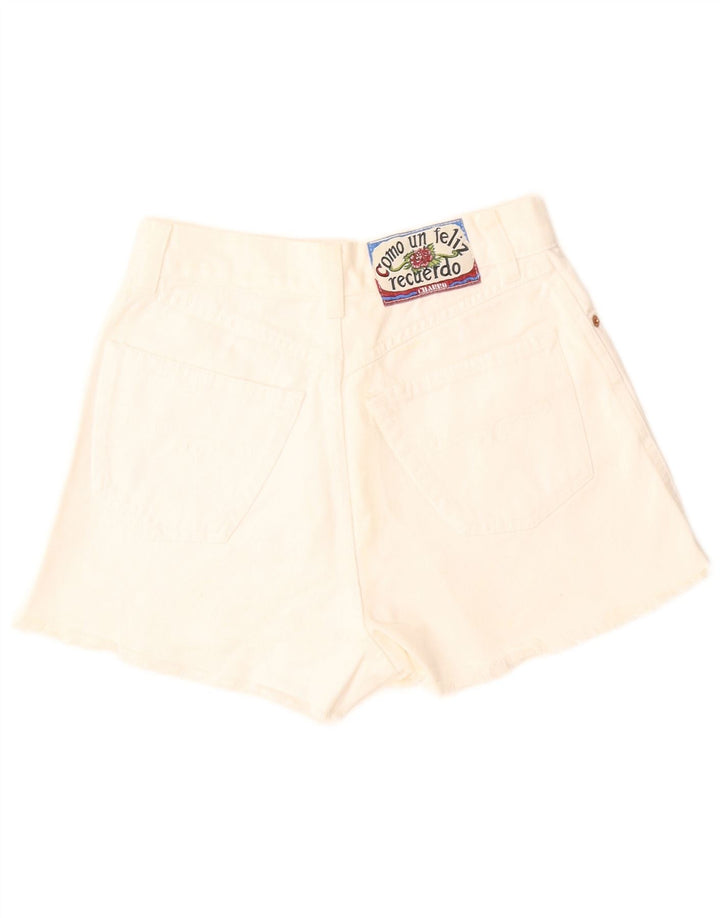 Charro Shorts De Mezclilla De Pierna Ancha Para Mujer W29 Algodón Blanco Medio