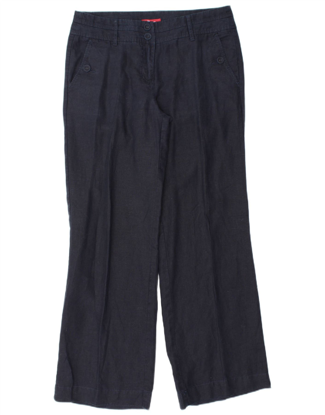 MONSOON Pantalones chinos de pierna ancha para mujer UK 10 Small W32 L31 Lino azul marino