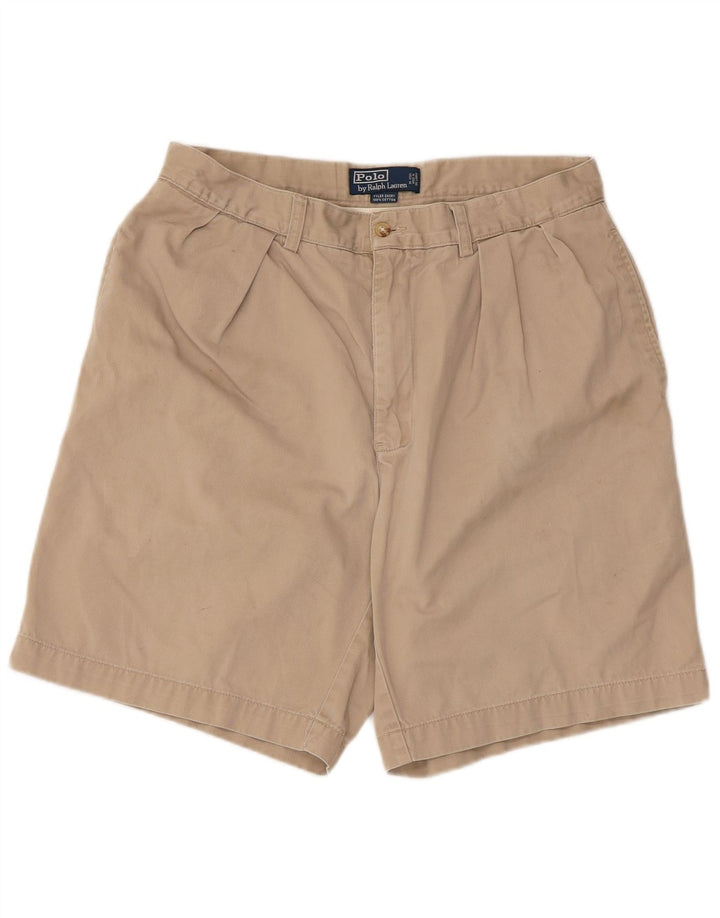 POLO RALPH LAUREN Pantalones cortos chinos con pinzas para hombre W33 Algodón beige medio