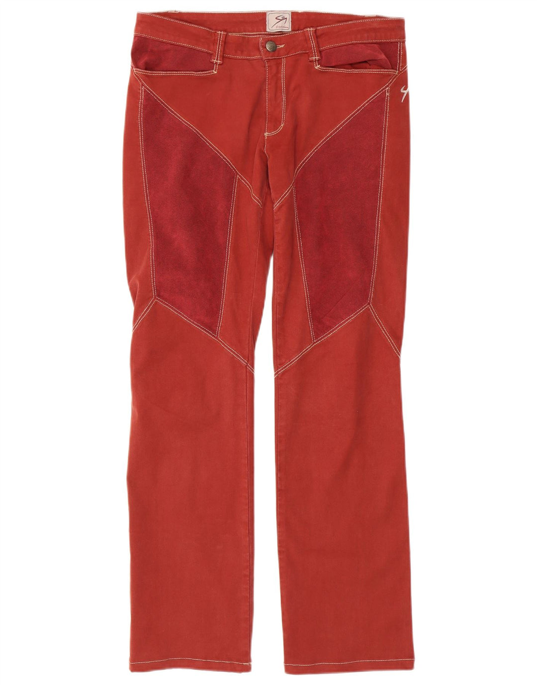 9.2 BY CARLO CHIONNA Pantalones informales rectos para hombre W29 L31 Rojo color block