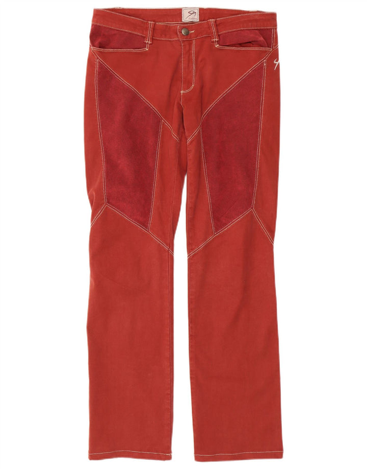 9.2 BY CARLO CHIONNA Pantalones informales rectos para hombre W29 L31 Rojo color block