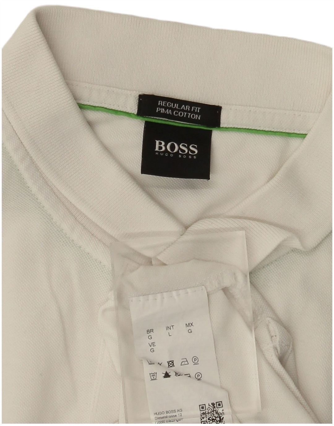 Hugo Boss Polo de corte regular para hombre, talla grande, algodón blanco