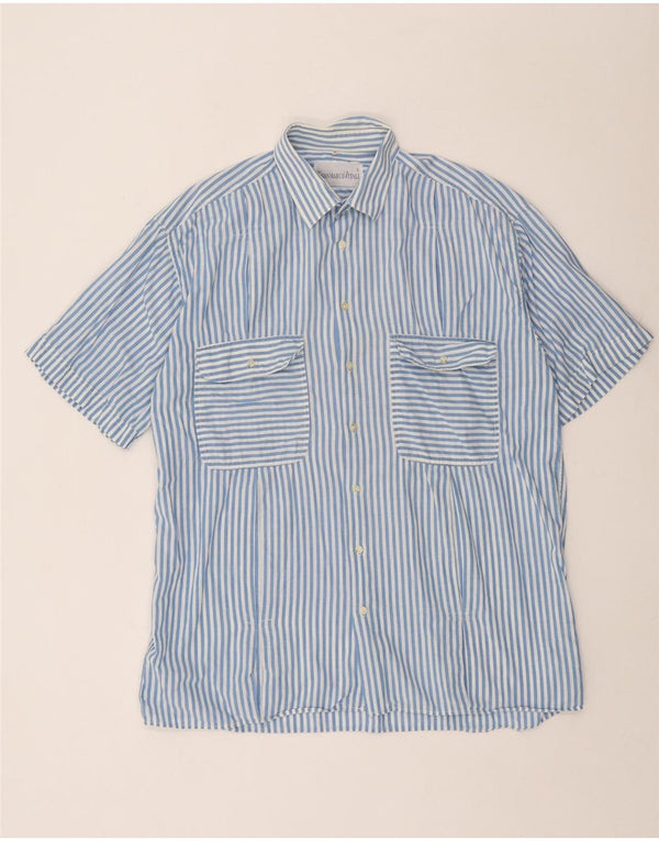 Camisa Vintage Hombre Manga Corta XL Rayas Azules