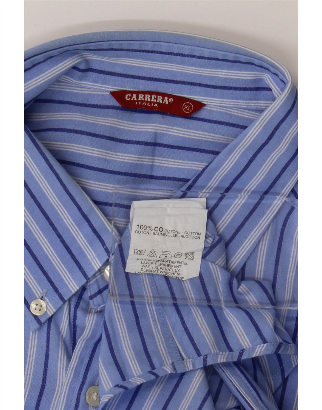 CARRERA Camisa Hombre XL Algodón Rayas Azules