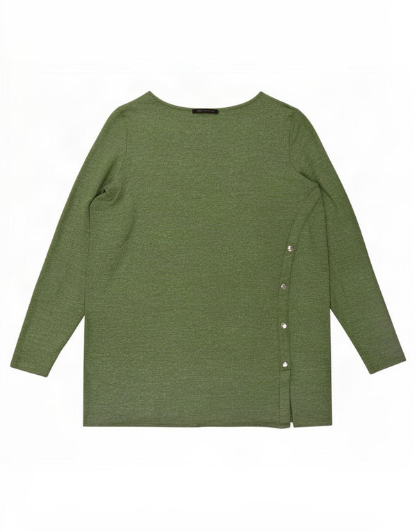 Marks & Spencer Top para mujer de manga larga UK 46 Viscosa moteada verde grande