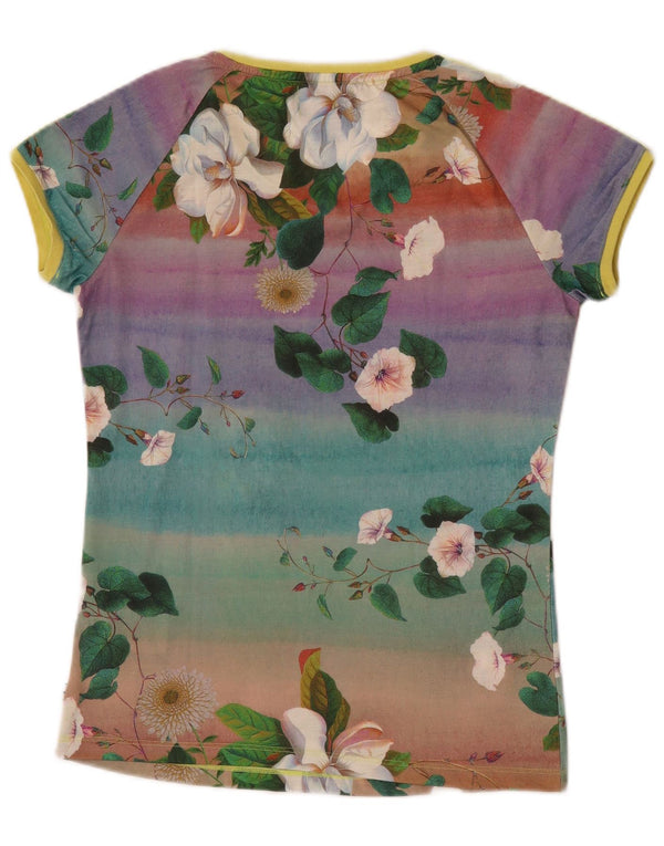 Adidas Camiseta para mujer Top XS UK 6 Poliéster floral multicolor