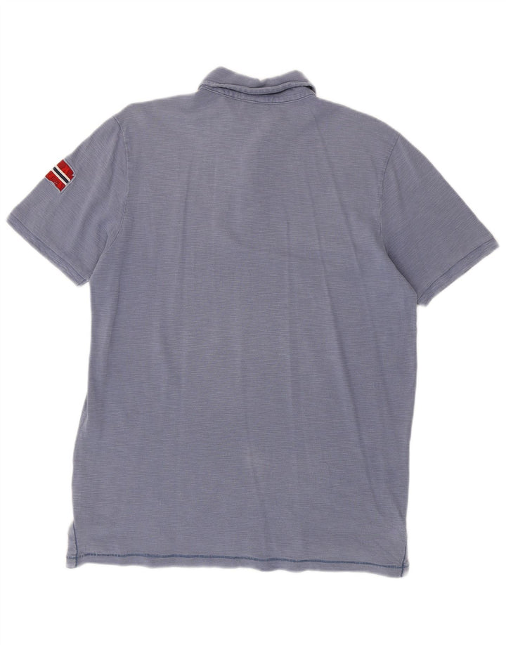 Napapijri Polo con gráfico geográfico para hombre, algodón azul grande