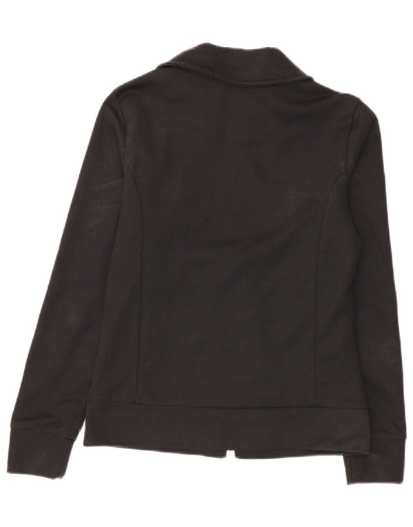 Adidas Mujer Chándal Top Chaqueta Reino Unido 8 Pequeño Algodón Negro